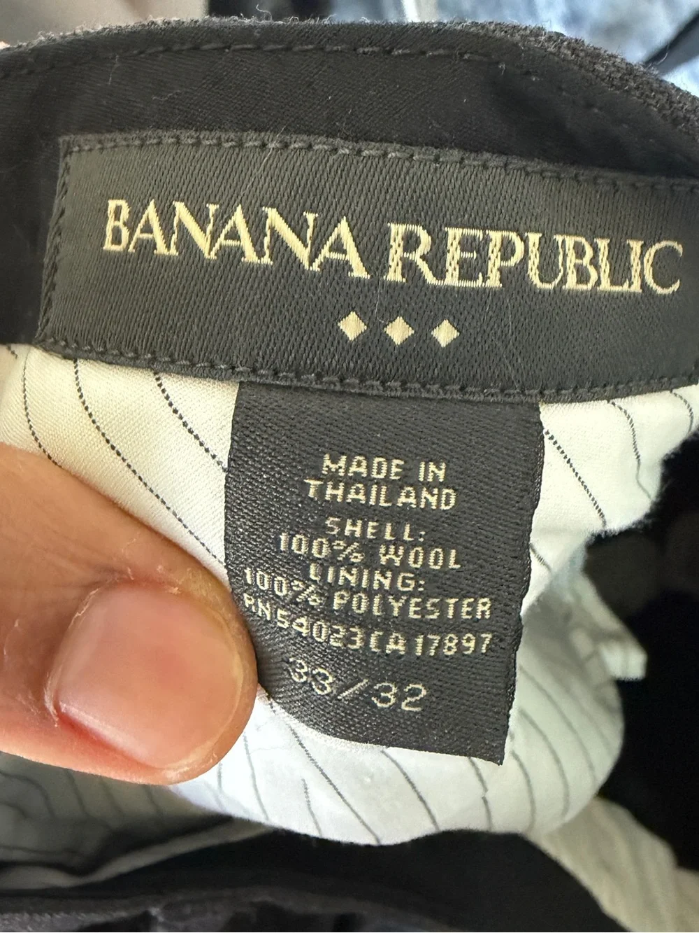 Banana Republic Men's Dark Charcoal Wool Chino Dress Pants Size W33x L32